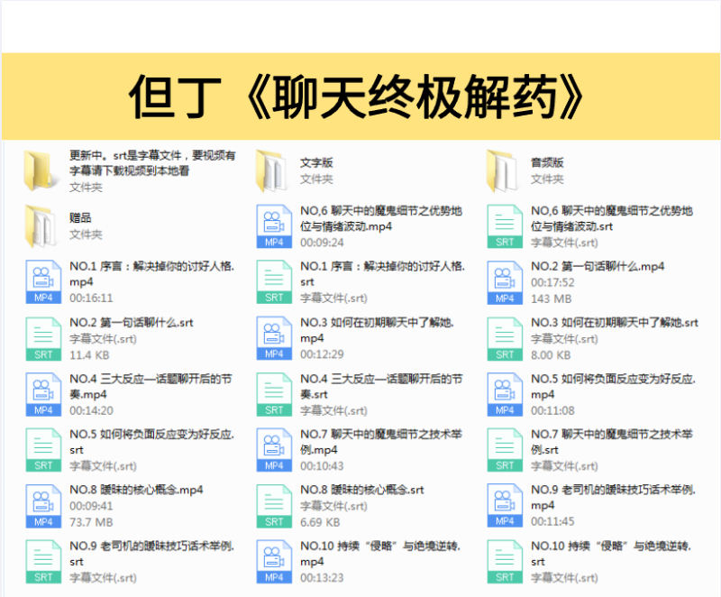 但丁《聊天终极解药》 课程下载-恋爱鸽-高情商聊天脱单挽回沟通技巧合集大全